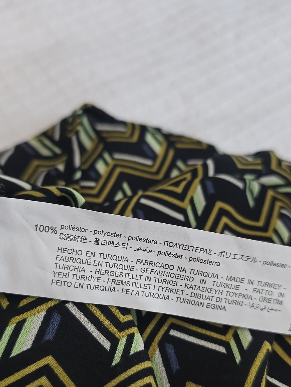 Zara Geometric Print Blouse XL NWT Black Green Gold     #Z - Picture 11 of 13